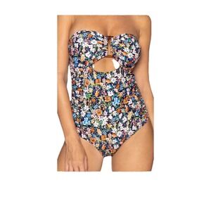 Niptuck Swim 6 Ruched Printed Hidden Tummy Swimsuit  Secret Love Greta Bandeau